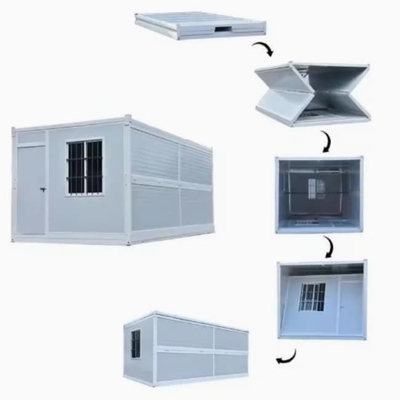 Casas de contêineres dobráveis móveis pré-fabricadas e de poupança de espaço